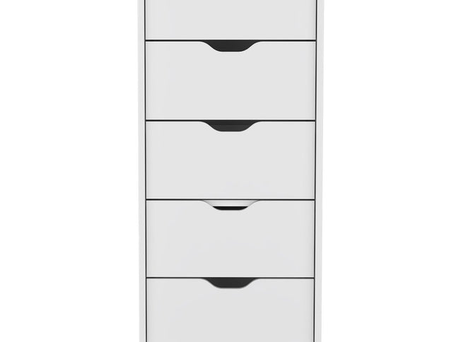 18" White Five Drawer Dresser