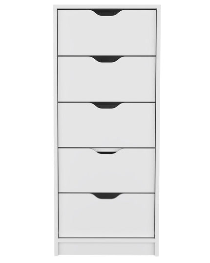 18" White Five Drawer Dresser