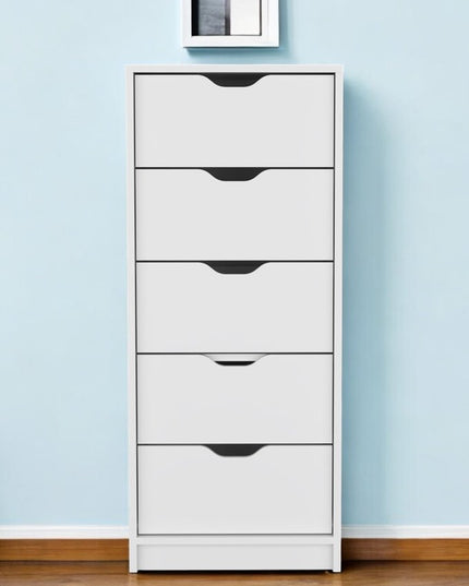 18" White Five Drawer Dresser