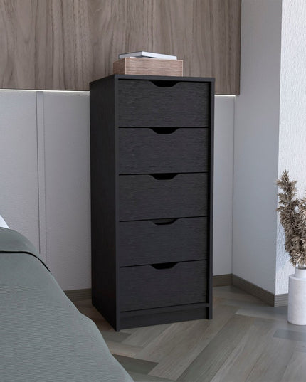 18" White Five Drawer Dresser