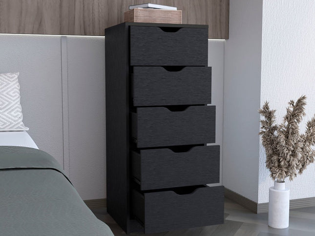 18" White Five Drawer Dresser