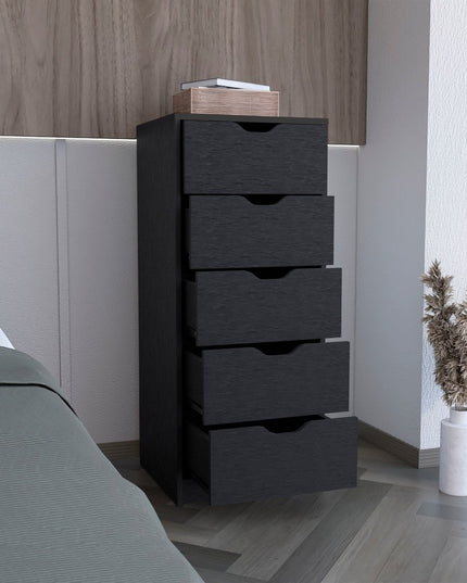 18" White Five Drawer Dresser