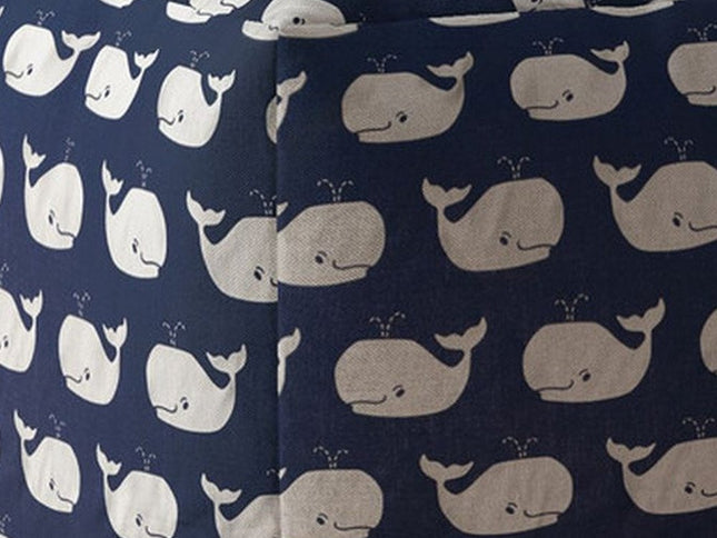 17" Blue Twill Whale Pouf Cover