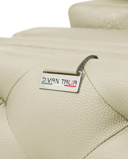 Three Piece Indoor Beige Italian Leather Six Person Seating Set