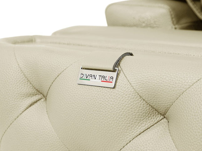 Two Piece Indoor Beige Italian Leather Five Person Seating Set