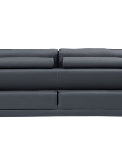 Two Piece Indoor Dark Gray Italian Leather Five Person Seating Set