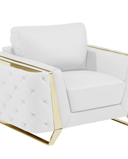 Three Piece Indoor White Italian Leather Six Person Seating Set