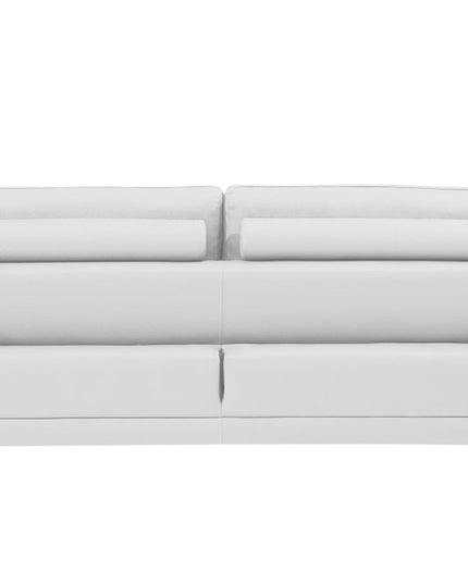 Two Piece Indoor White Italian Leather Five Person Seating Set