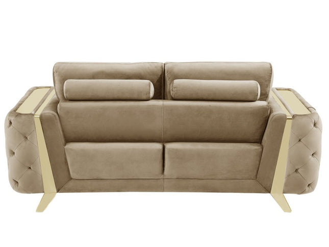 Two Piece Indoor Beige Velvet Five Person Seating Set