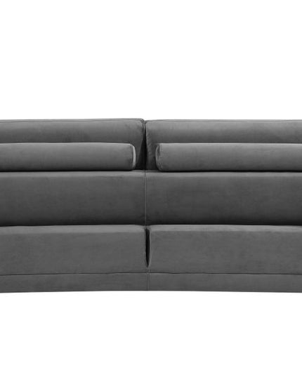 Three Piece Indoor Dark Gray Velvet Six Person Seating Set