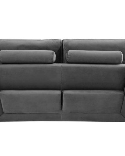 Two Piece Indoor Dark Gray Italian Leather Five Person Seating Set