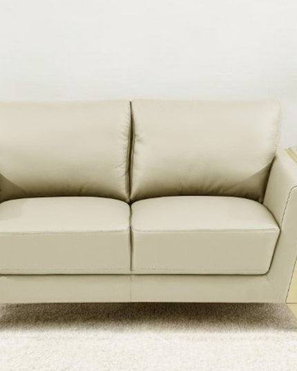 72" Beige And Gold Genuine Leather Loveseat