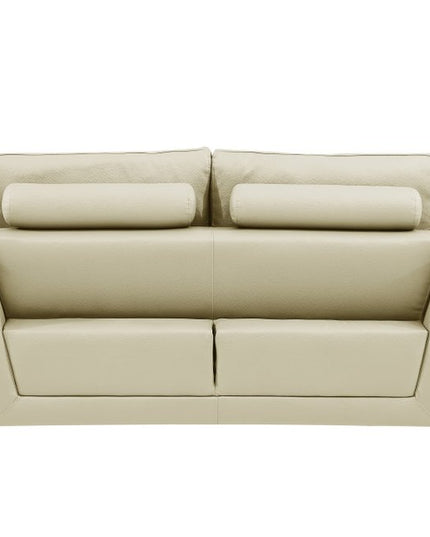 72" Beige And Gold Genuine Leather Loveseat