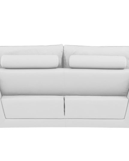 72" White And Gold Genuine Leather Loveseat