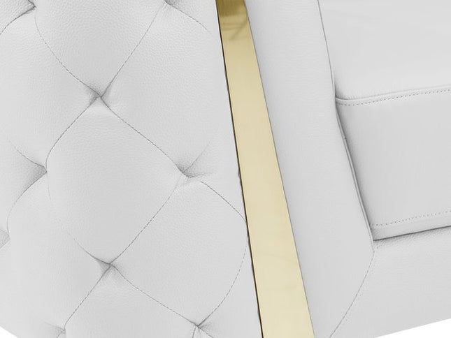 50" White And Gold Genuine Leather Club Chair