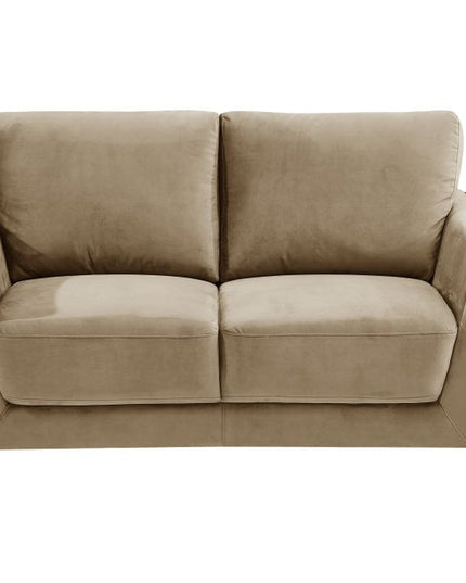 72" Beige And Gold Velvet Loveseat