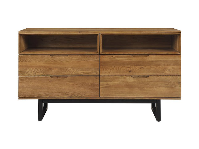 59" Brown Solid Wood Four Drawer Double Dresser