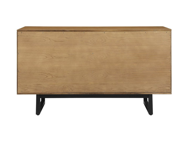 59" Brown Solid Wood Four Drawer Double Dresser