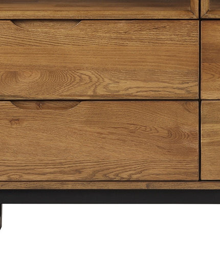 59" Brown Solid Wood Four Drawer Double Dresser