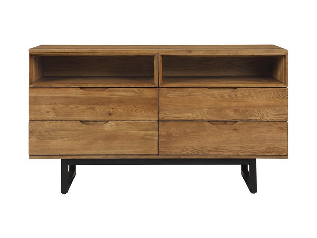 59" Brown Solid Wood Four Drawer Double Dresser