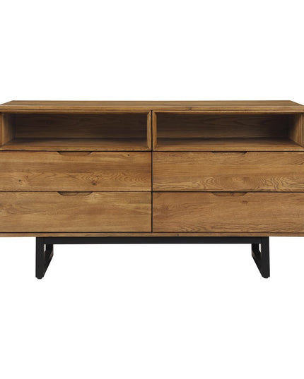 59" Brown Solid Wood Four Drawer Double Dresser