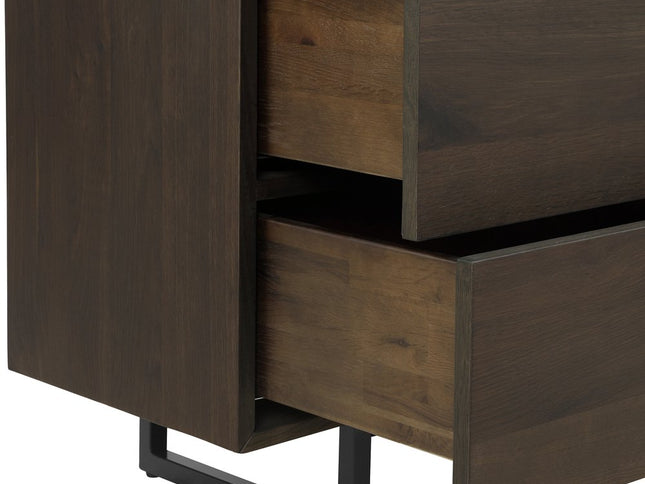 60" Dark Brown Solid Wood Six Drawer Double Dresser