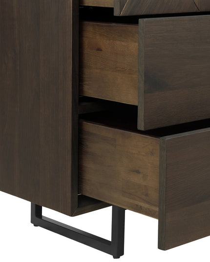 60" Dark Brown Solid Wood Six Drawer Double Dresser