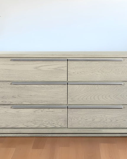 63" Gray Solid Wood Six Drawer Double Dresser