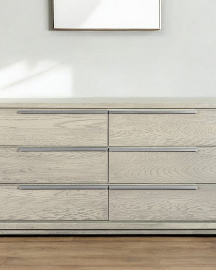 63" Gray Solid Wood Six Drawer Double Dresser