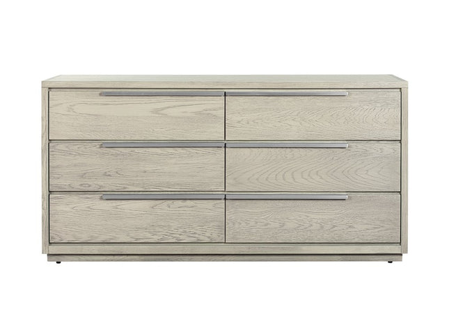 63" Gray Solid Wood Six Drawer Double Dresser