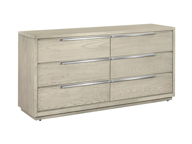 63" Gray Solid Wood Six Drawer Double Dresser