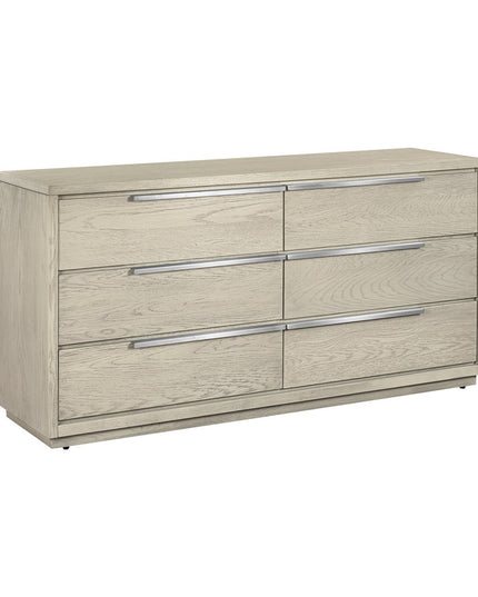 63" Gray Solid Wood Six Drawer Double Dresser