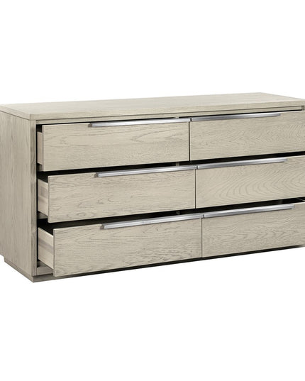 63" Gray Solid Wood Six Drawer Double Dresser