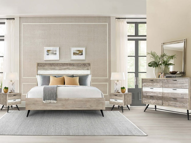 63" Natural and Ivory Solid Wood Six Drawer Double Dresser