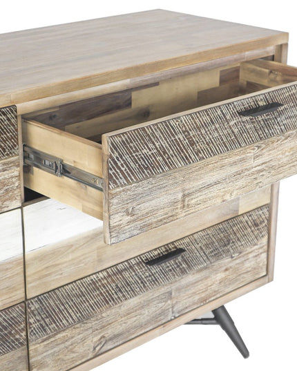 63" Natural and Ivory Solid Wood Six Drawer Double Dresser