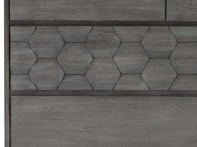 61" Gray Solid Wood Six Drawer Double Dresser