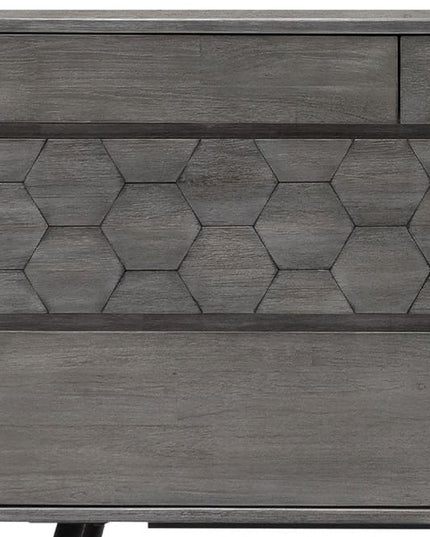 61" Gray Solid Wood Six Drawer Double Dresser