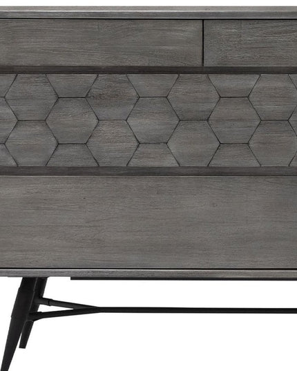 61" Gray Solid Wood Six Drawer Double Dresser