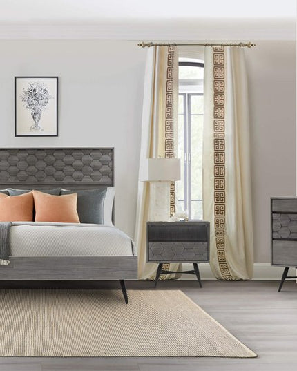 61" Gray Solid Wood Six Drawer Double Dresser