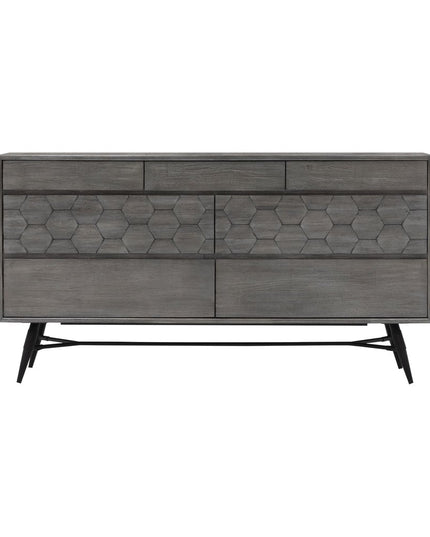 61" Gray Solid Wood Six Drawer Double Dresser