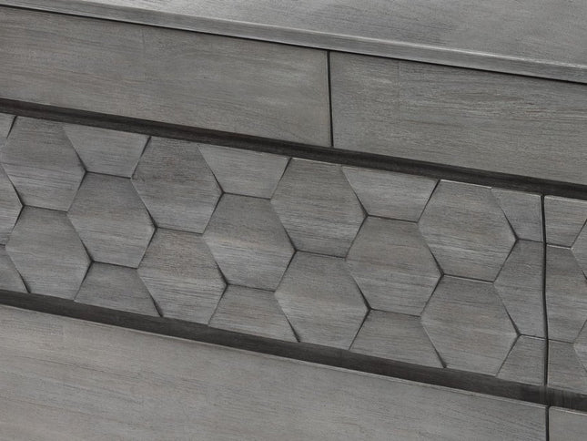 61" Gray Solid Wood Six Drawer Double Dresser