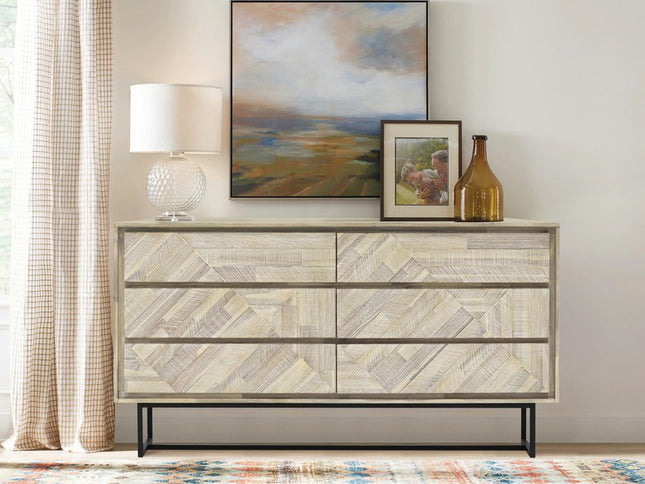 61" Natural Solid Wood Six Drawer Double Dresser