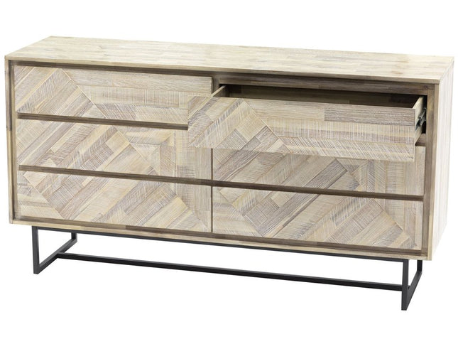 61" Natural Solid Wood Six Drawer Double Dresser