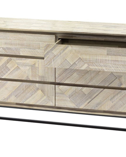 61" Natural Solid Wood Six Drawer Double Dresser