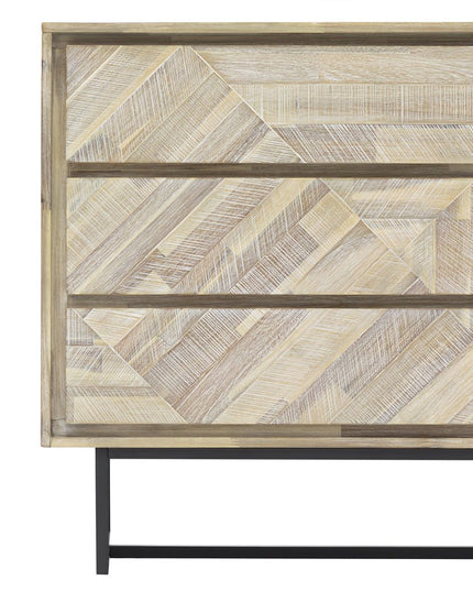 61" Natural Solid Wood Six Drawer Double Dresser