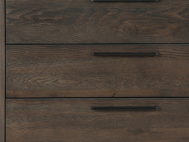 63" Dark Brown Solid Wood Six Drawer Double Dresser