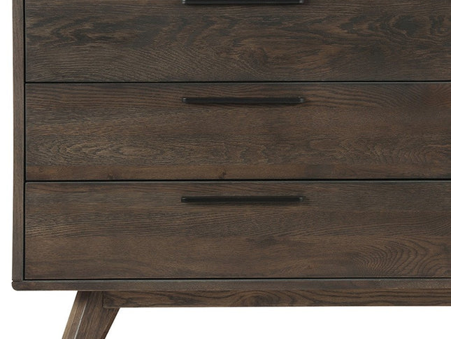 63" Dark Brown Solid Wood Six Drawer Double Dresser