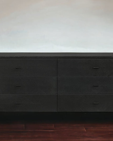 63" Black Six Drawer Double Dresser