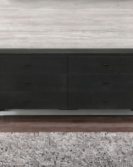 63" Black Six Drawer Double Dresser