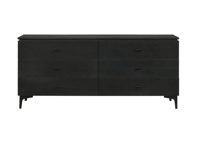 63" Black Six Drawer Double Dresser